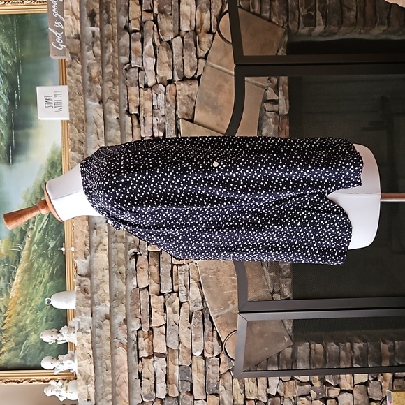 Loft Henley Utility Navy Diamond Blouse - Picture 3 of 8